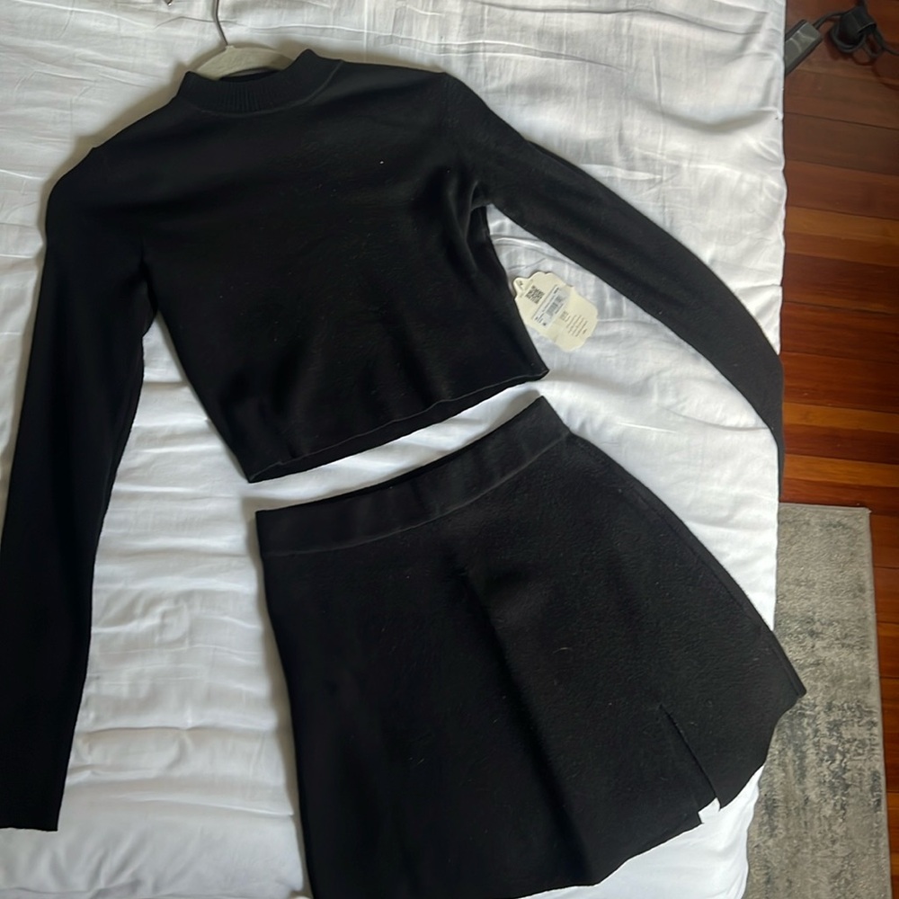 Black Two Piece Skirt Set